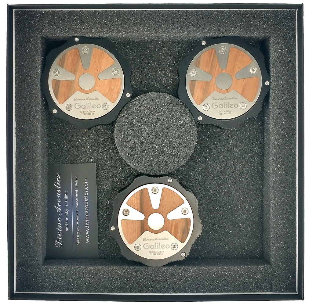 Stopy antywibracyjne audio - zestaw 3 sztuk Galileo w pudełku